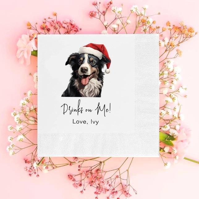 Christmas Australian Shepherd Drinks On Me Napkins (Creator Uploaded)