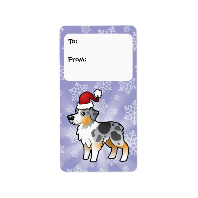 Christmas Australian Shepherd Gift Tags (Front)