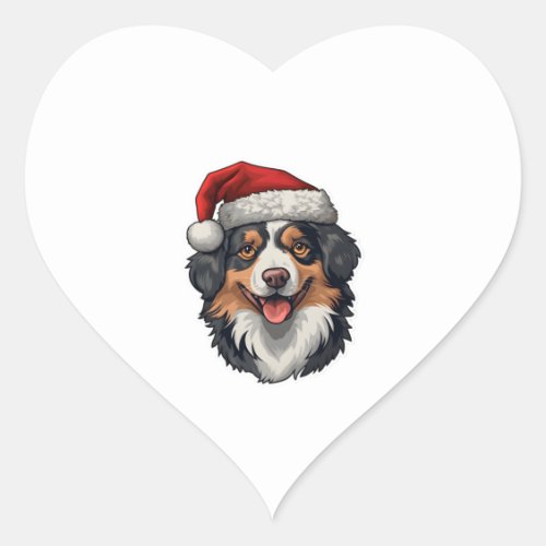 Christmas Australian Shepherd   Heart Sticker