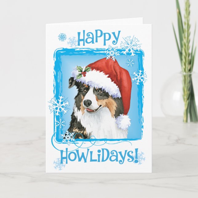 Christmas Australian Shepherd Holiday Card (Front)