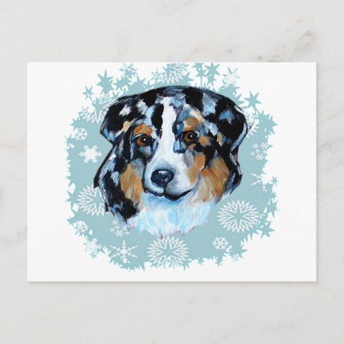 CHRISTMAS AUSTRALIAN SHEPHERD HOLIDAY POSTCARD