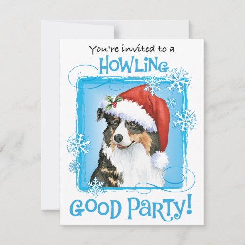 Christmas Australian Shepherd Invitation