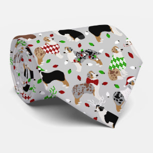 Christmas Australian Shepherd Neck Tie