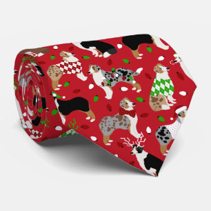 Christmas Australian Shepherd Neck Tie