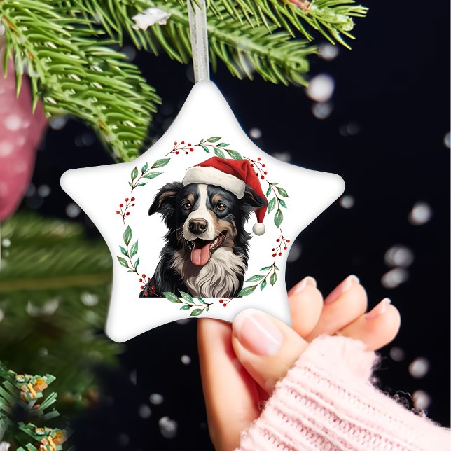 Christmas Australian Shepherd Personalized Ceramic Ornament (Creator Uploaded)
