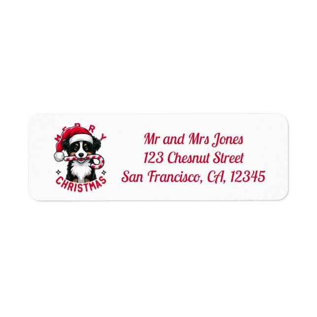 Christmas Australian Shepherd Return address Label (Front)