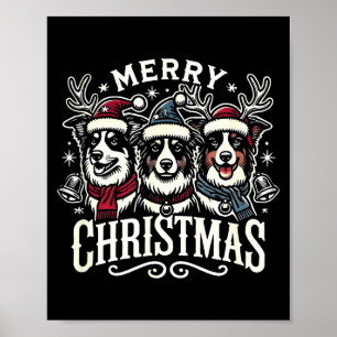 Christmas Australian Shepherd Santa Hat Aussie Chr Poster
