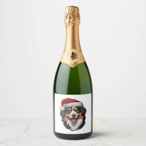 Christmas Australian Shepherd   Sparkling Wine Label