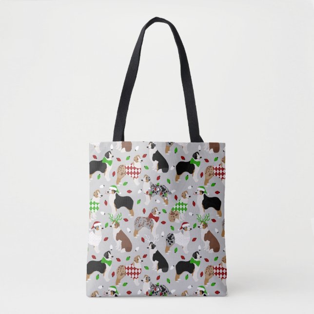 Christmas Australian Shepherd Tote Bag (Front)