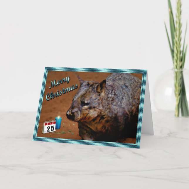 CHRISTMAS AUSTRALIAN WOMBAT Xmas animal Holiday Card (Front)