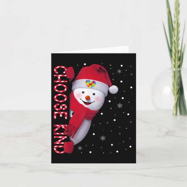 Christmas Autism Awareness Shirt Choose Kind Snowm Card (Front)