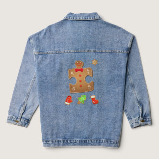 Christmas Autism Gingerbread Puzzle Autism Couple  Denim Jacket