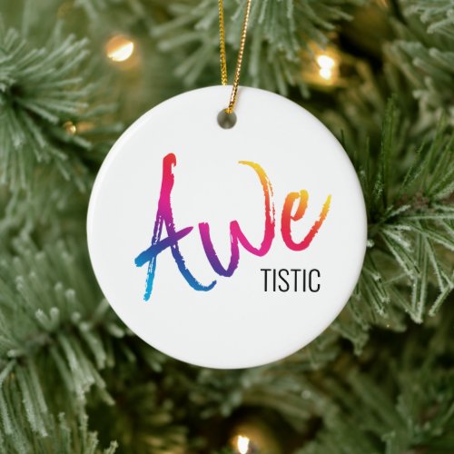 Christmas Autism Rainbow Autistic Awetistic Pride Ceramic Ornament