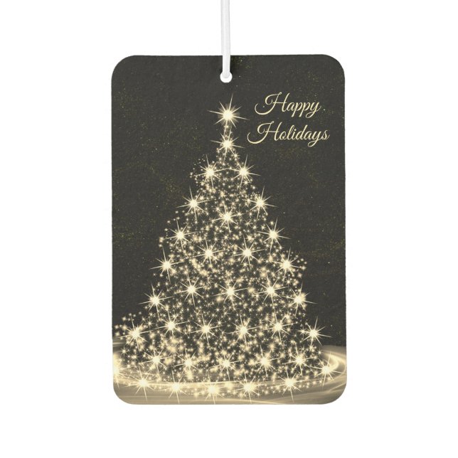 Christmas Auto Golden Shiny Tree Winter Black Air Freshener (Front)