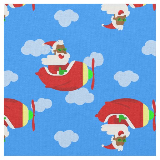christmas aviator airplane pilot black santa cloud fabric