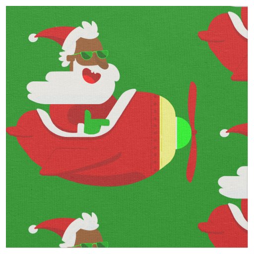christmas aviator airplane pilot black santa fabric