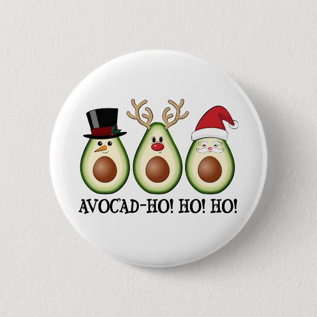 Christmas Avocado Frosty, Rudolph, and Santa Button (Front)