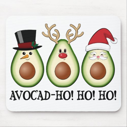 Christmas Avocado Frosty Rudolph and Santa Mouse Pad