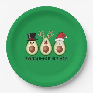 Christmas Avocado Frosty, Rudolph, and Santa Paper Plates