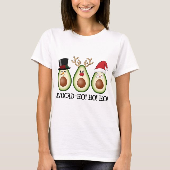 Christmas Avocado Frosty, Rudolph, and Santa T-Shirt (Front)