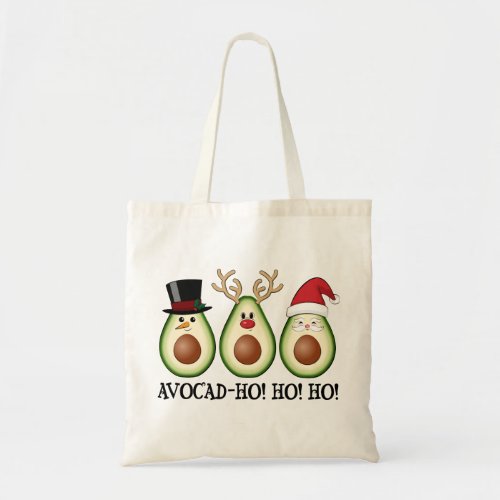 Christmas Avocado Frosty Rudolph and Santa Tote Bag