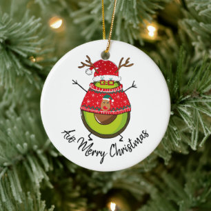 Christmas avocado gift for husband wife other half ceramic ornament