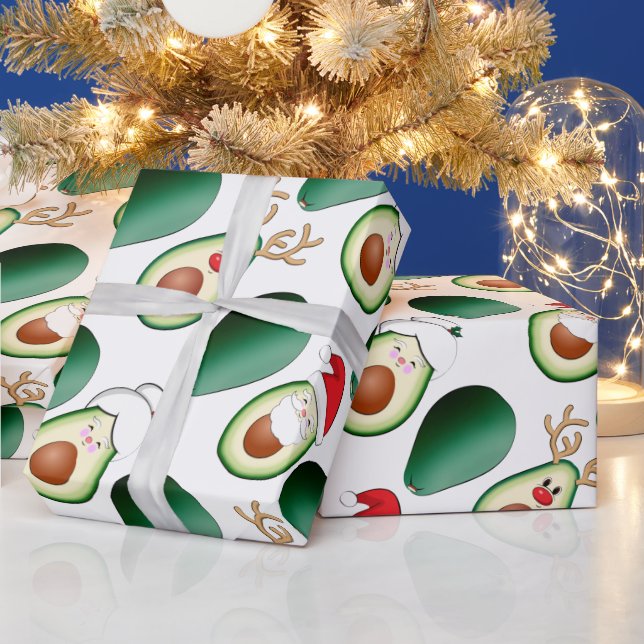 Christmas Avocado Santa, Rudolph, & Mrs. Claus Wrapping Paper (Holidays)
