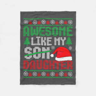 Christmas Awesome Like My Daughter Santa Hat Ugly  Fleece Blanket