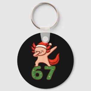 Christmas Axolotl Dabbing 67 Meme Six Seven Funny  Keychain