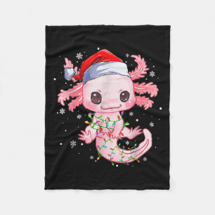 Christmas Axolotl Santa Hat Lights Japanese Cute A Fleece Blanket