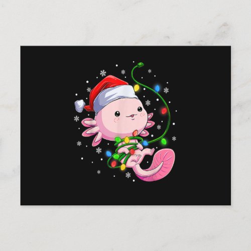 Christmas Axolotl Santa Hat Lights Japanese Cute A Postcard
