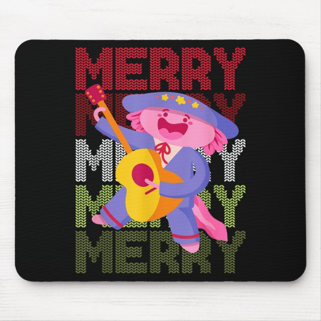 Christmas Axolotl Ugly Sweater Funny Christmas Sno Mouse Pad (Front)
