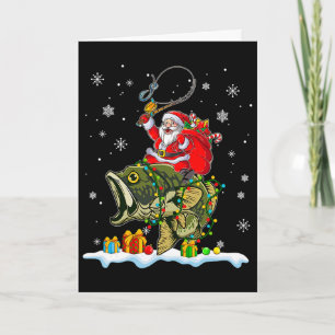 Christmas B Fishing Funny Santa Riding Fish Fisher Card