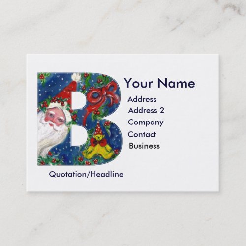 CHRISTMAS B LETTER  SANTA CLAUS WITH RED RIBBON BUSINESS CARD