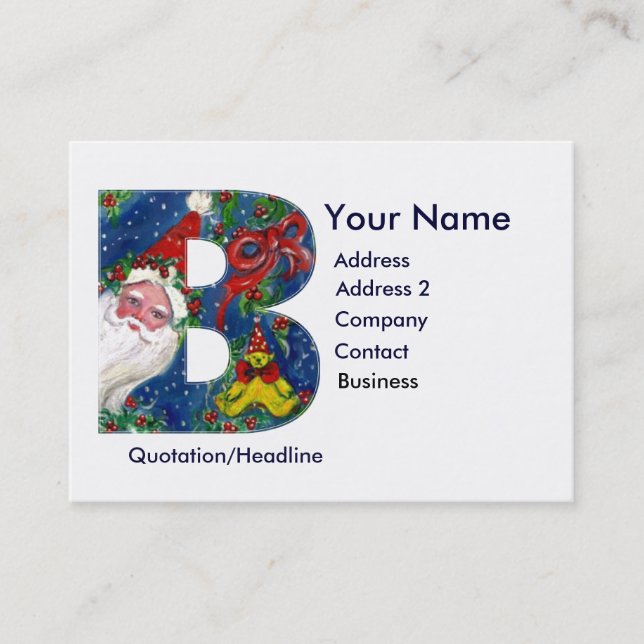 CHRISTMAS B LETTER / SANTA CLAUS WITH RED RIBBON BUSINESS CARD (Front)