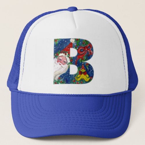 CHRISTMAS B LETTER  SANTA CLAUS WITH RED RIBBON TRUCKER HAT