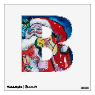 CHRISTMAS B LETTER /SANTA CLAUS WITH VIOLIN WALL DECAL
