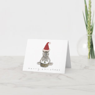 Christmas Baboon with a Christmas Cake Note Card