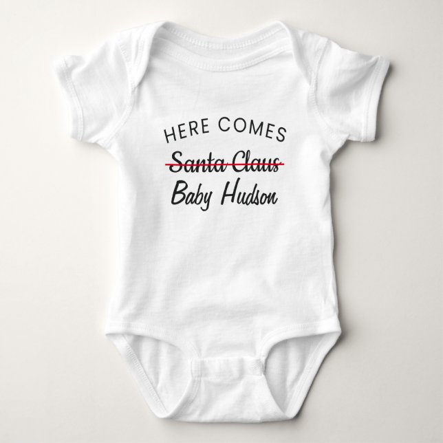 Christmas Baby Announcement Baby Bodysuit (Front)