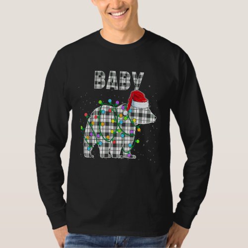Christmas Baby Bear Black White Plaid Xmas Matchin T-Shirt