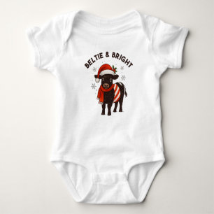 Christmas Baby Beltie Farmer Belted Galloway Cow Baby Bodysuit