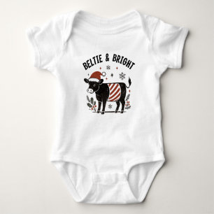 Christmas Baby Beltie Farmer Belted Galloway Cow Baby Bodysuit