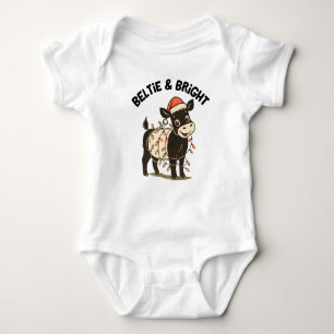 Christmas Baby Beltie Farmer Belted Galloway Cow Baby Bodysuit