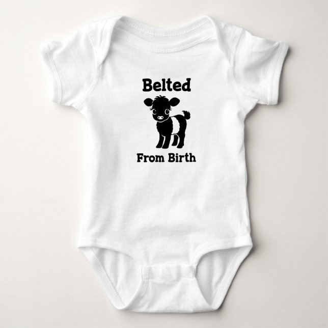 Christmas Baby Beltie Farmer Belted Galloway Cow Bodysuit (Front)