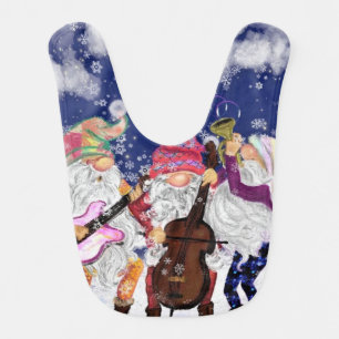 Christmas Baby Bib Gnome MUsic Band Funny