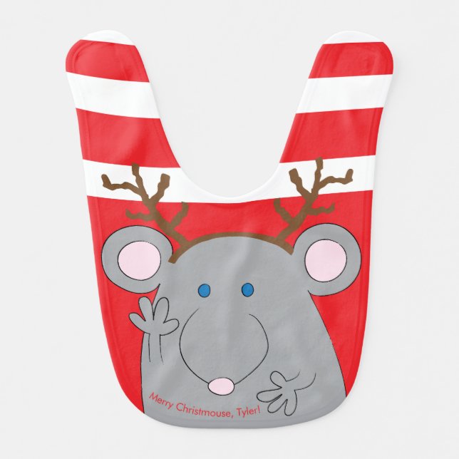 Christmas Baby Bib "Merry Christmouse" (Front)