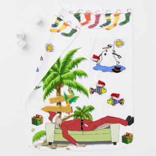 Christmas Baby Blankets, Beach Santa Blanket