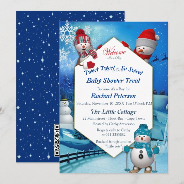 Christmas Baby Boy Arrival Invitation (Front/Back)