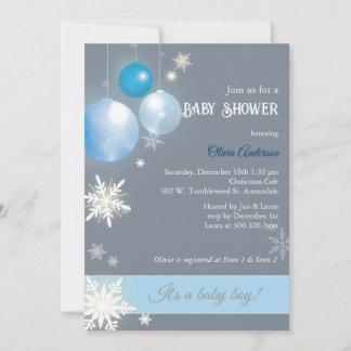 Christmas Baby Boy Baby Shower Invitation