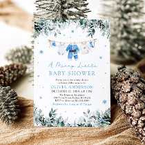 Christmas Baby Boy Blue A Merry Little Baby Shower Invitation